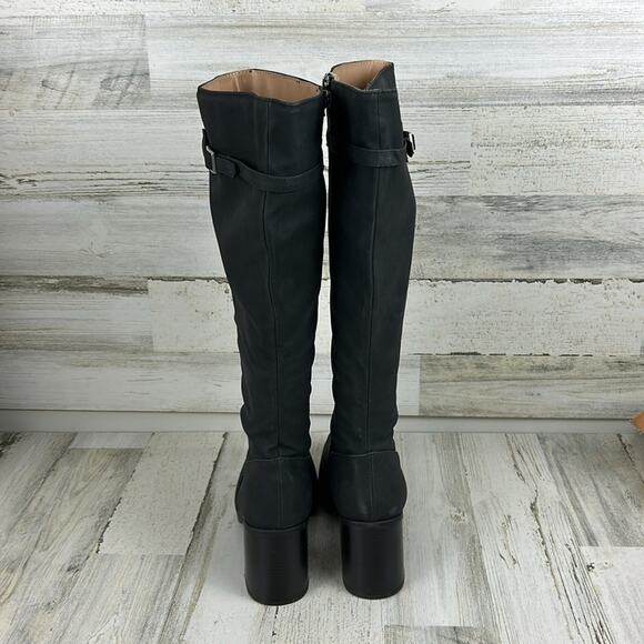 Journee Collection Women’s 11 Black Faux Leather Knee High Heeled Boots NEW - Picture 6 of 13